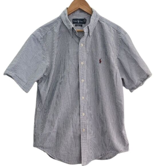 Ralph Lauren Other - Ralph Lauren Seersucker Button Down Shirt Sz L Blue White Stripe Preppy Coastal